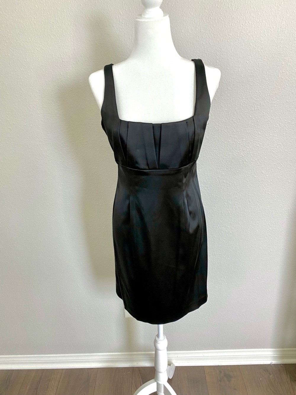 NWOT Calvin Klein Black Satin Cocktail Dress.